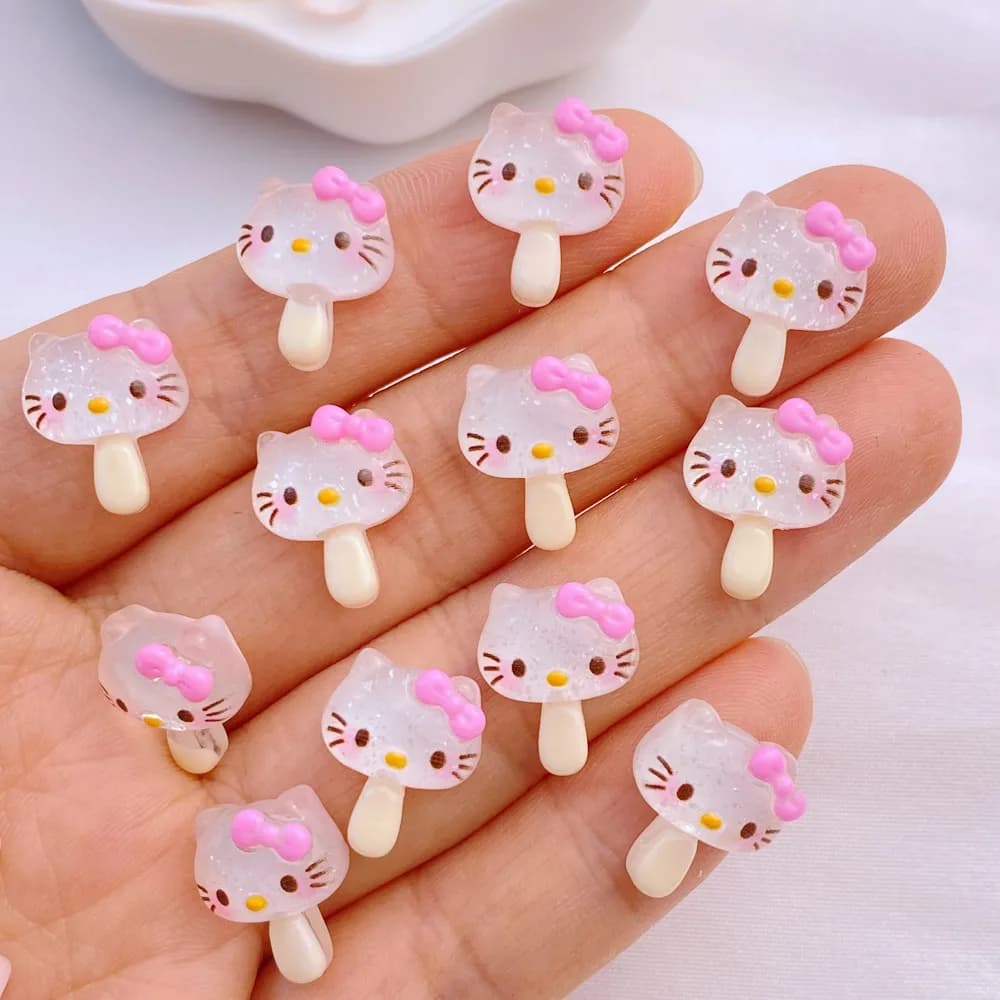 20Pcs New Cute Mini Resin 11*15mm Little Shiny Cat Popsicle Series Flatback Ornament Jewelry Making Manicure Hairwear Accessorie