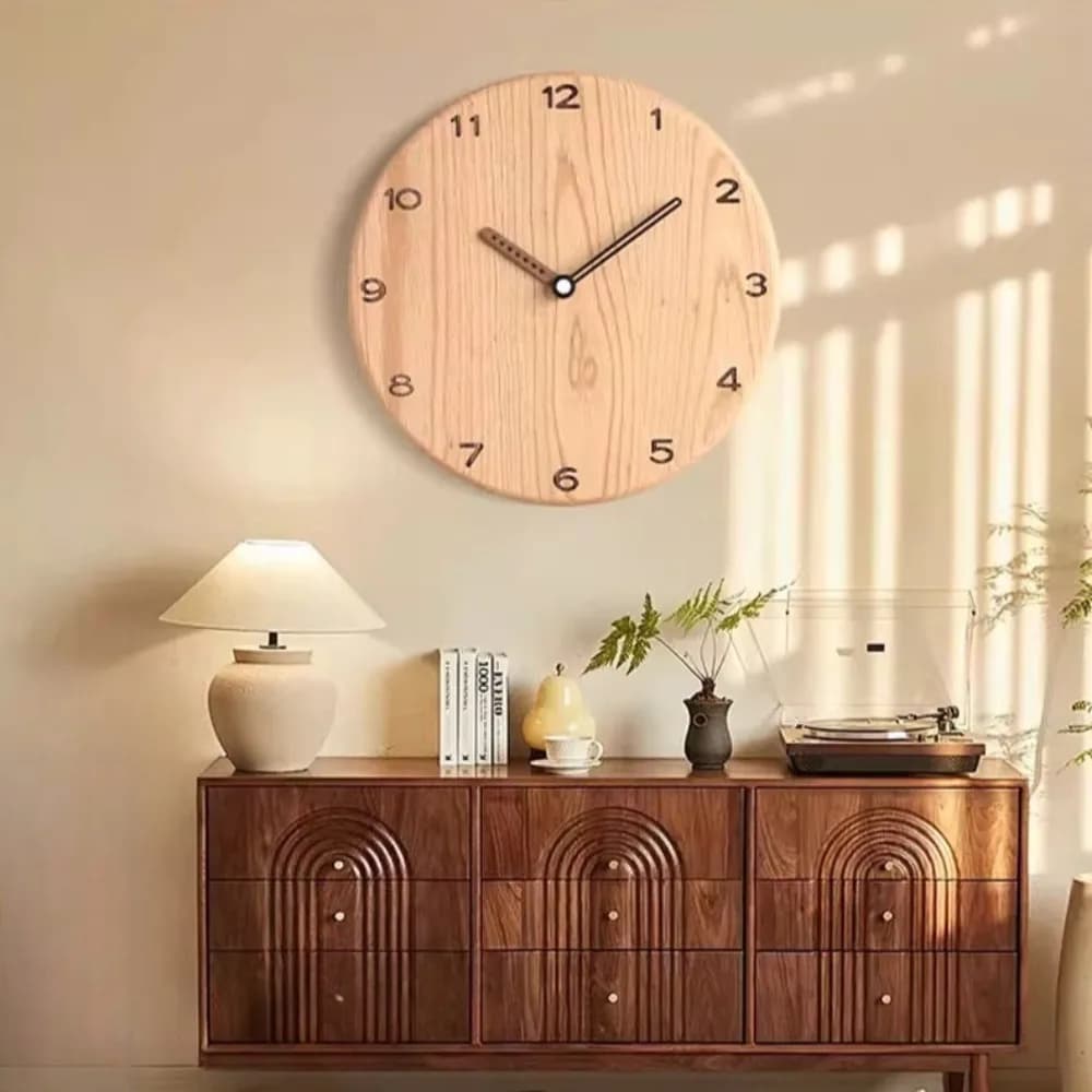 Solid Wood 36cm Large Wall Clock for The Living Room Creative Decoration Wall Clocks 30cm Simple Modern Home Decoration