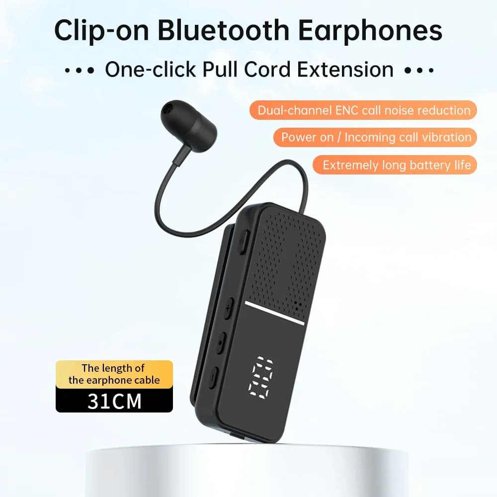 Cuffie Auricolari con clip per collare Auricolari wireless con riduzione del rumore Cuffie sportive stereo HiFi per Xiaomi Huawei