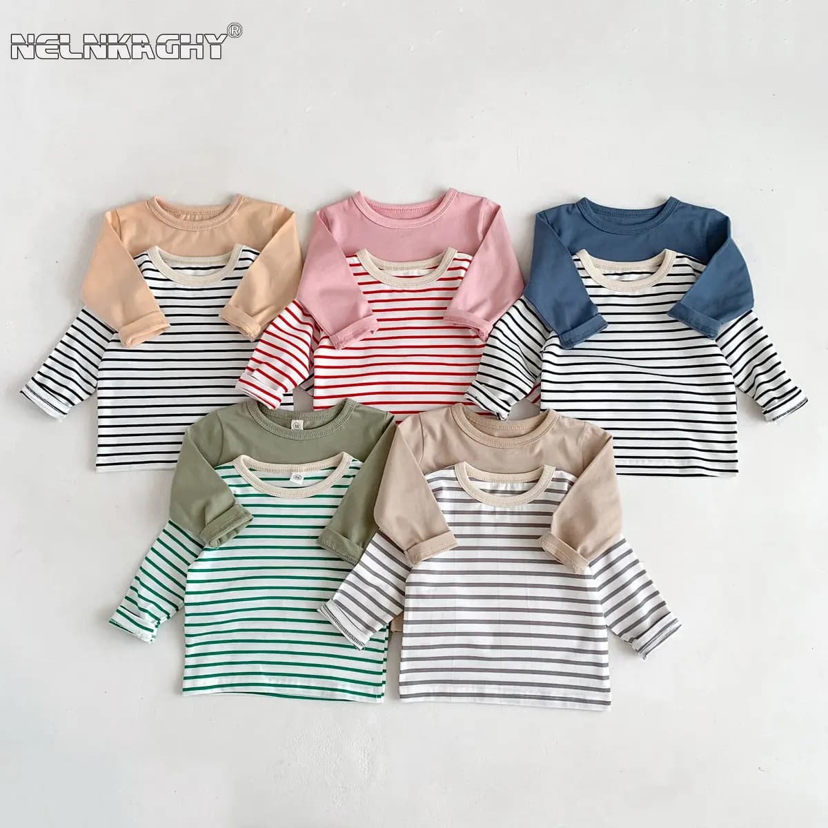 Neonato neonate ragazzi autunno manica intera a righe Top Tees bambini bambino Casual Bottoming camicie bambino t-shirt abbigliamento in cotone
