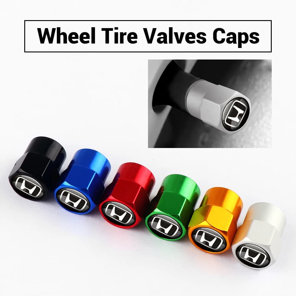 4Pcs Auto Logo Wheel Tire Valve Caps Air Stem Cover Car Exterior Accessories For Honda Civic XR-V HR-V City Accord Odyssey Jazz