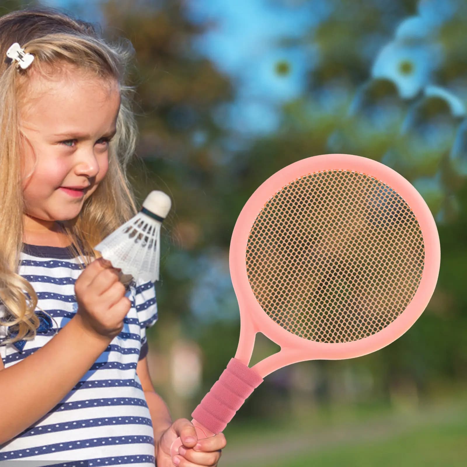 1 set di racchette da badminton portatili per bambini, in ABS, leggere, per sport all'aria aperta, set da tennis per bambini dai colori vivaci