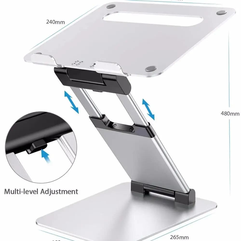 Supporto per laptop in alluminio con convertitore per supporto per laptop ergonomico regolabile ad angolo in altezza
