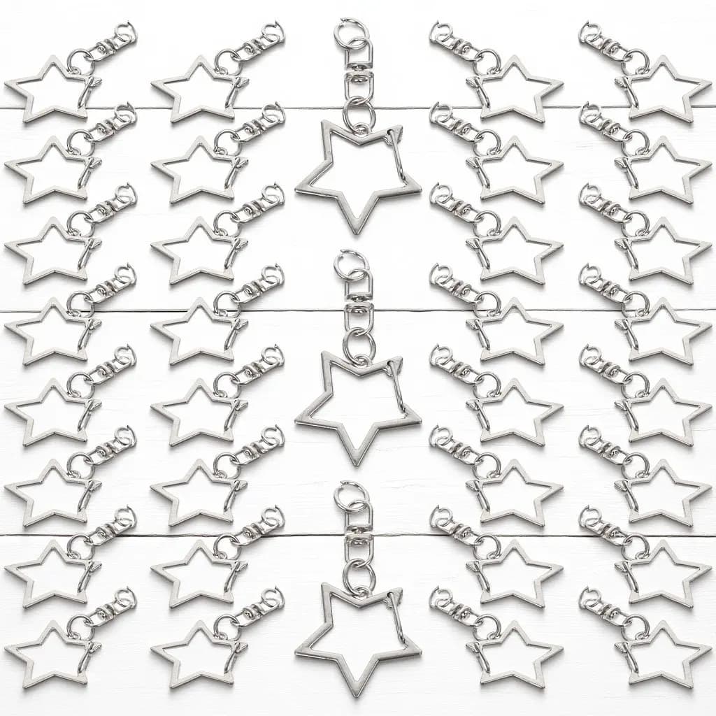 60Pcs Star Shaped Key Rings Bulk DIY Swivel Clasp Snap Hook Metal Spring Buckles for Keychains Crafts Accessories