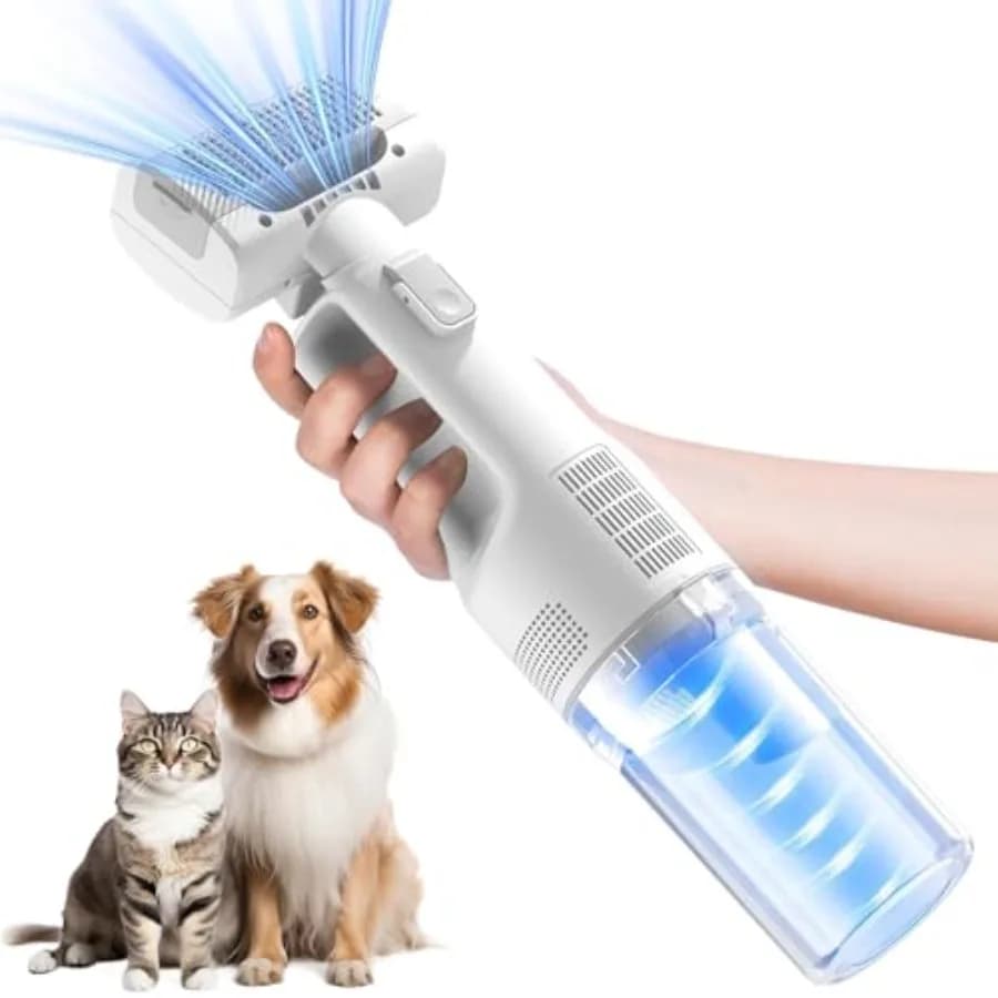 Aspirapolvere per la toelettatura di cani e gatti, per la rimozione dei peli, con spazzola slicker