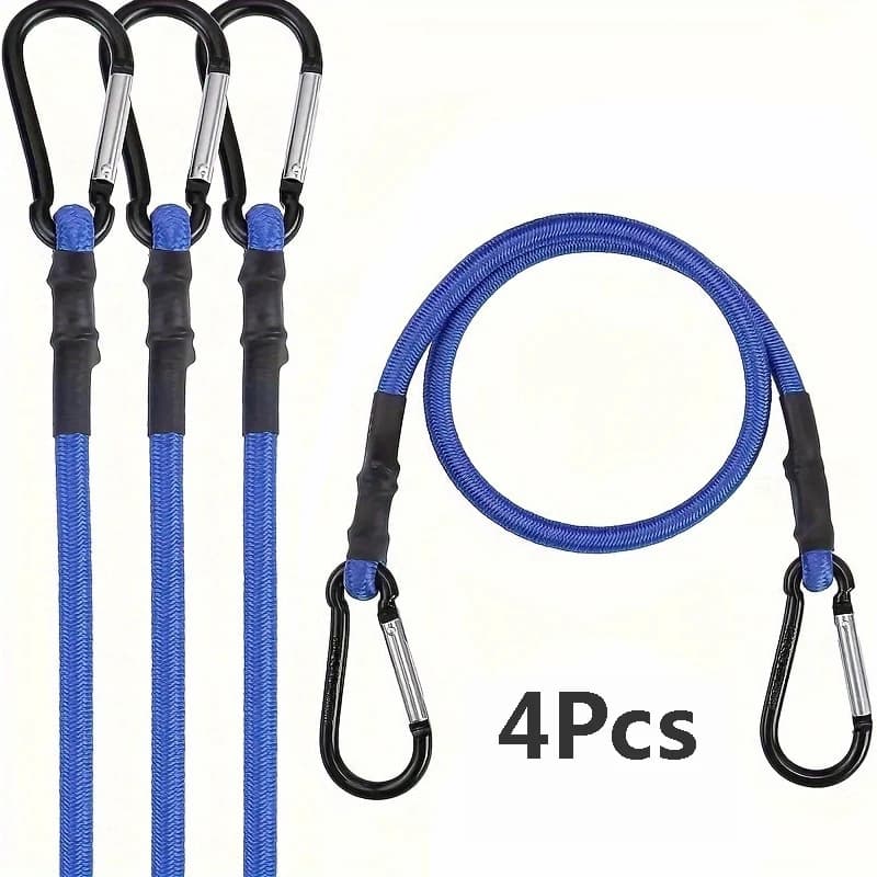 4-piece aluminum alloy hooks with elastic ropes Practical strings to group in latex for outdoor curtains and camping equipment