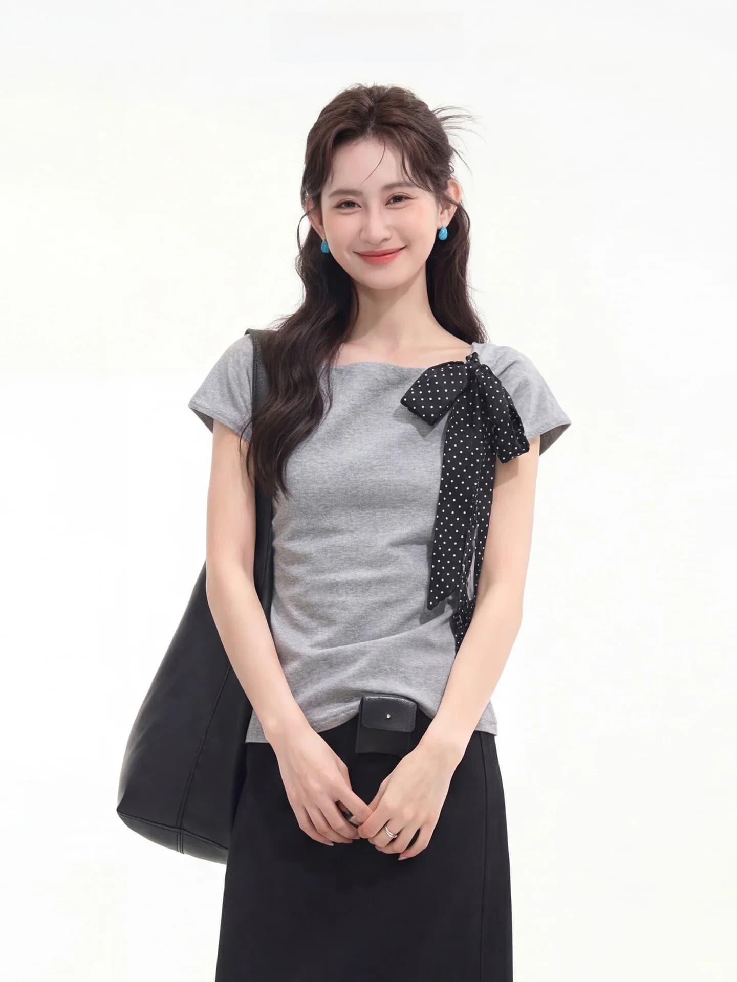 T-shirt slim fit a pois da donna, top estivo con cintura, stile casual, in cotone, senza maniche, con spalle scoperte