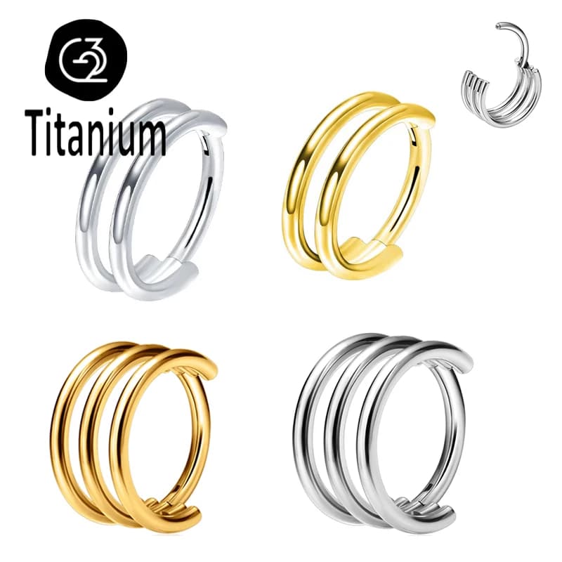 ASTM F136 Ear Piercing G23 Titanium Nose Rings Clicker Silk Welded Rim Trago Elica Cartilagine Shell Jewelry Earrings for the body