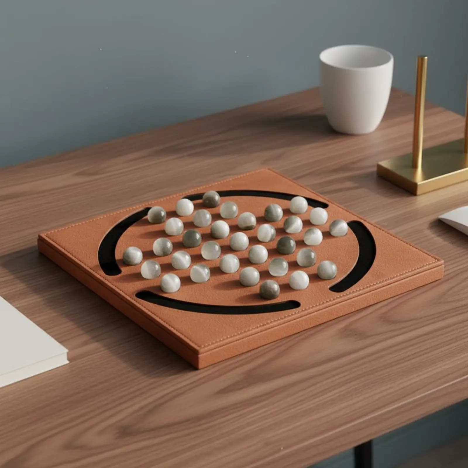 Gioco di Biglie in Marmo, Design di Alta Gamma, Tabellone Arancione, Decorazione da Scrivania, Design Moderno e Lussuoso, Set di Gioco con Biglie in Marmo Morbido
