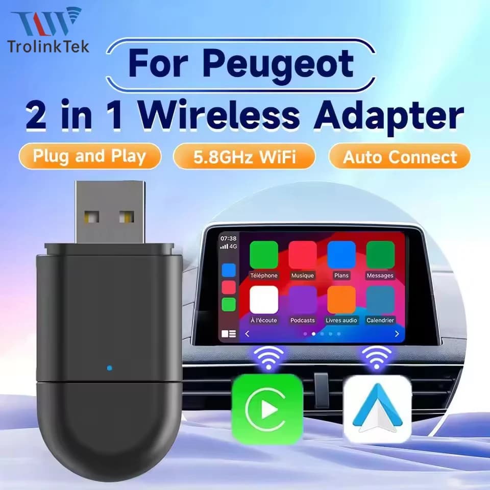 New CarPlay Android Auto 2 wireless adapter in 1 AI Box Smart Mini Box compatible with 99% Car Plug Play WiFi Smart Dongle