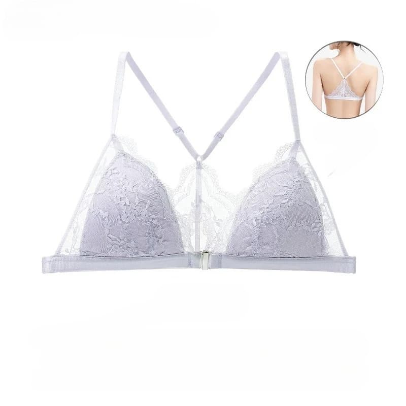 Women Wireless Lace Bralette Front‑Hook Closure Triangle‑Cup Bra Beautiful Slimming Back Design Push‑Up Daily Underwear Lingerie