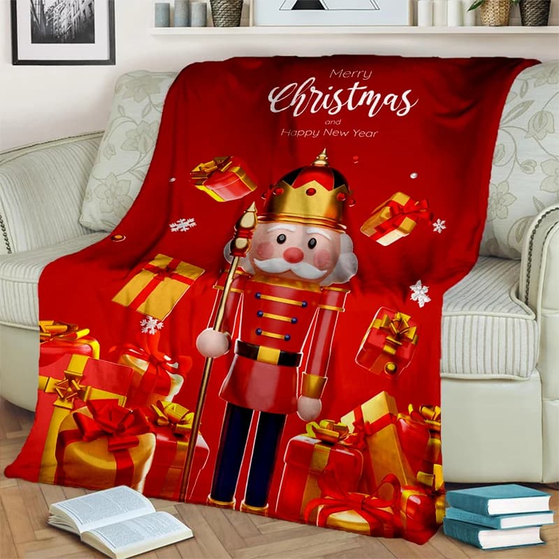 Il Schiaccianoci Buon Natale Cartoon Doll Festival Coperta regalo, morbida coperta da tiro per la casa, camera da letto, divano letto, copertura da picnic per bambini