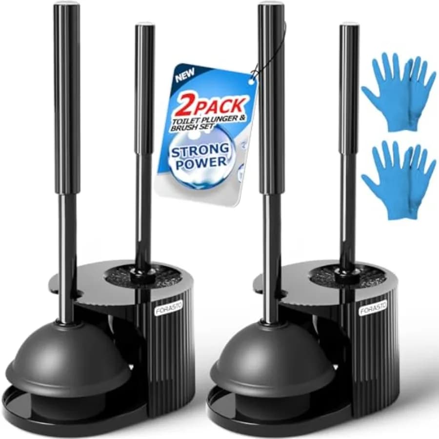 Set 2 in 1 Spazzola e Sturalavandini per WC con Manico Esteso, Set Spazzola e Sturalavandini per la Pulizia del Bagno