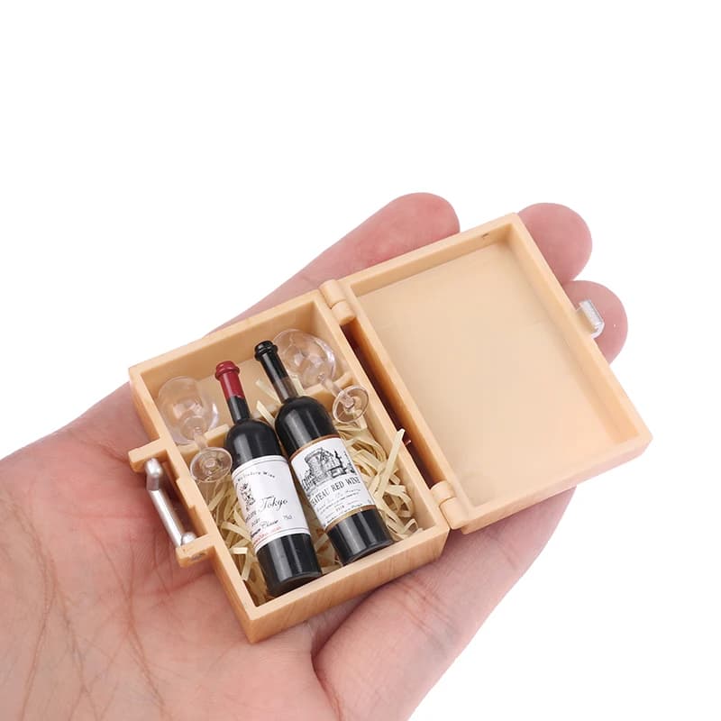 Gioco di cibo in miniatura Casa delle bambole Simulazione Scatola di vino rosso Casa da gioco Puntelli di scena Figura Accessori Modello