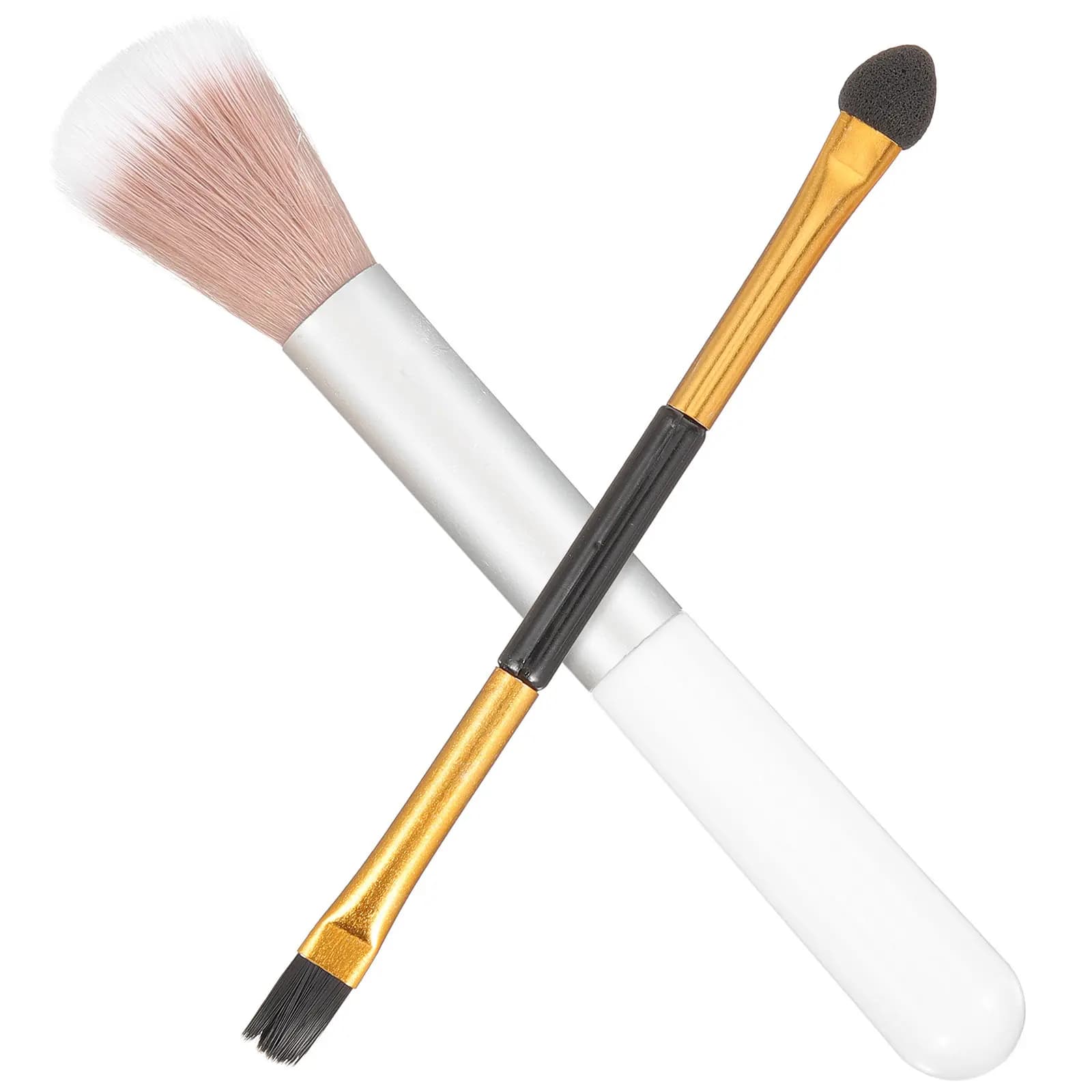 2 Pennelli Illuminanti a Doppia Punta per Ombretto, Pennelli in Plastica e Lana per Applicazione Trucco Occhi Donna