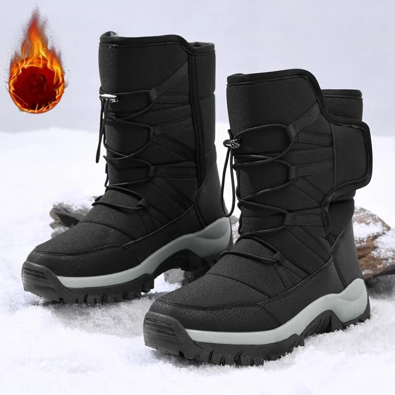Scarpe invernali da uomo Stivali da uomo impermeabili Caldi stivali da neve in peluche per coppia Outdoor antiscivolo Escursionismo da uomo da lavoro alla caviglia
