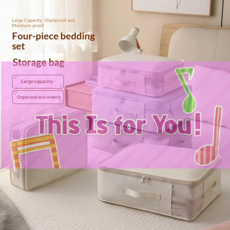 【HMA】Visible Bed Sheet Storage Bag Folding Blanket Storage Container With Handle Large Capacity Moving Packing Bag Closet