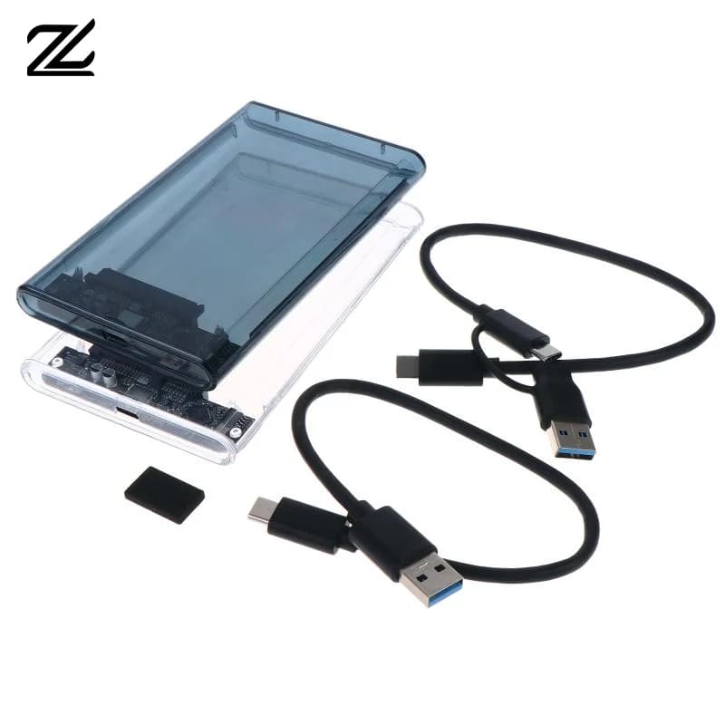 2.5 Inch SATA To USB Type C External Hard Drive Enclosure 5Gbps HDD SSD Case Transparent Support For PC Laptops