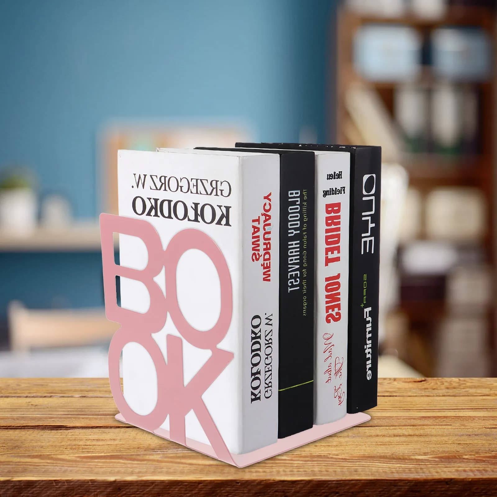 2 Pezzi Squisiti Fermalibri in Metallo con Presa Sicura, Supporti per Libri per Scaffali, Scrivanie, Soggiorni, Studi, Organizzatore Decorativo per Libri