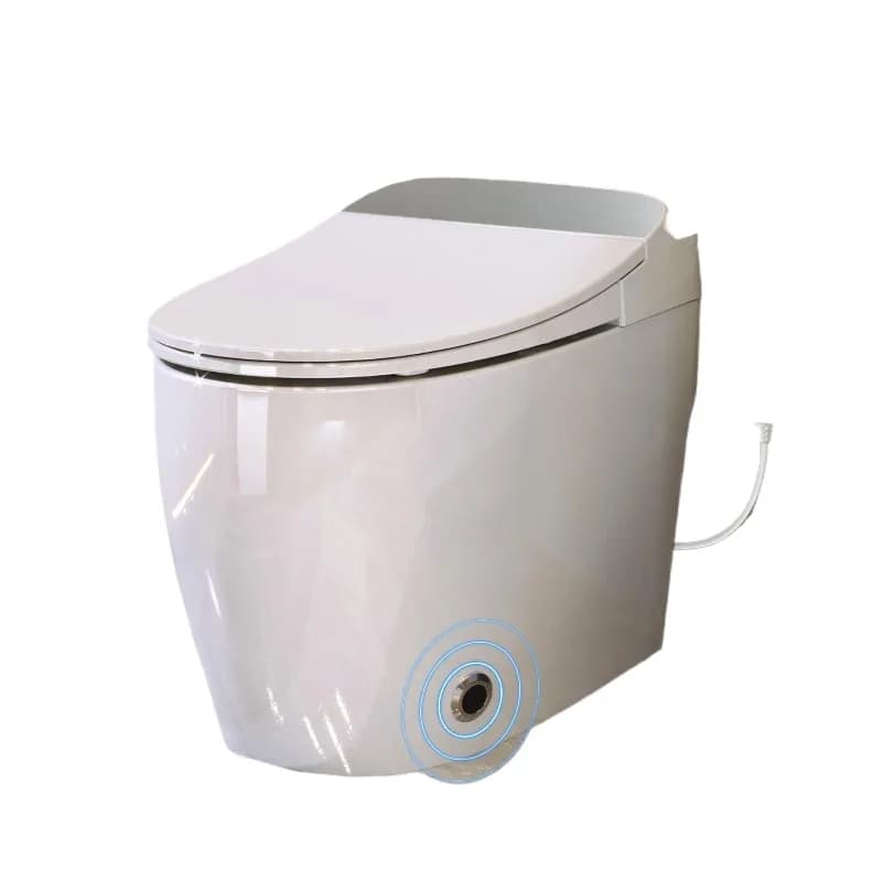 Heated Seat Smart Toilet, One Piece Toilet, Automatic Flush Tank Less Toilet without Bidet, with Foot sensor Flush, White Night Light, Knob Control, Power Outage Flushing, Soft Close Cover,White