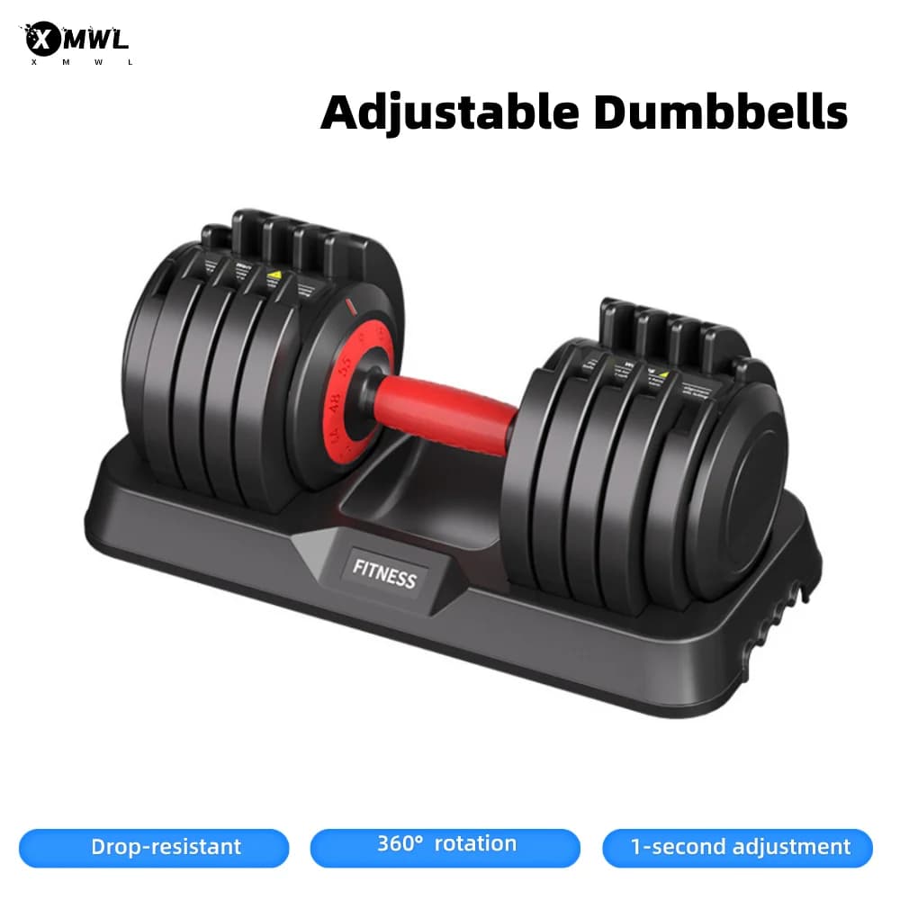 Set di manubri regolabili per fitness con regolazione rapida del peso, design rotante, base esclusiva, facile da riporre, manubri per palestra domestica.