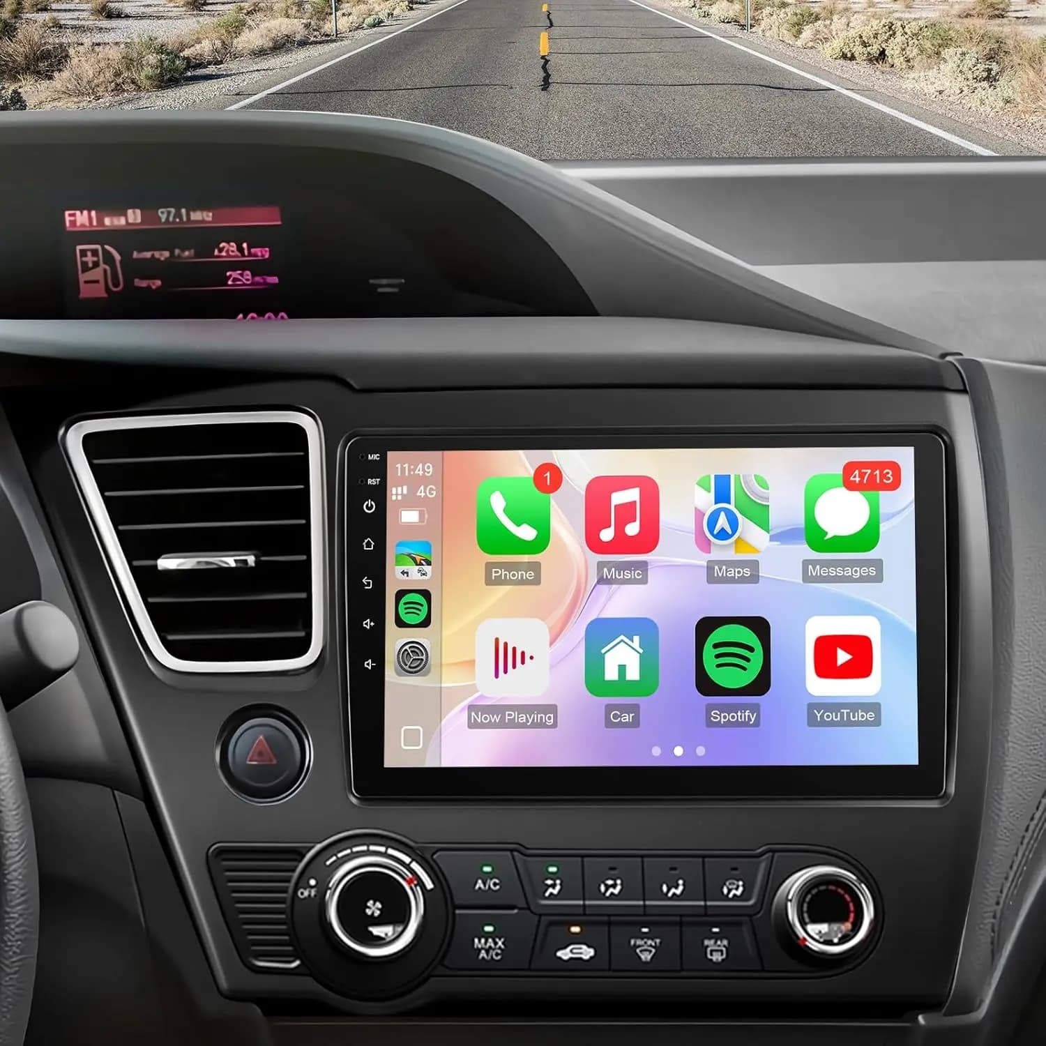 Autoradio con Schermo Grande per Honda Civic 2013-2017, Aggiornamento con CarPlay Wireless, Android Auto, Bluetooth e GPS
