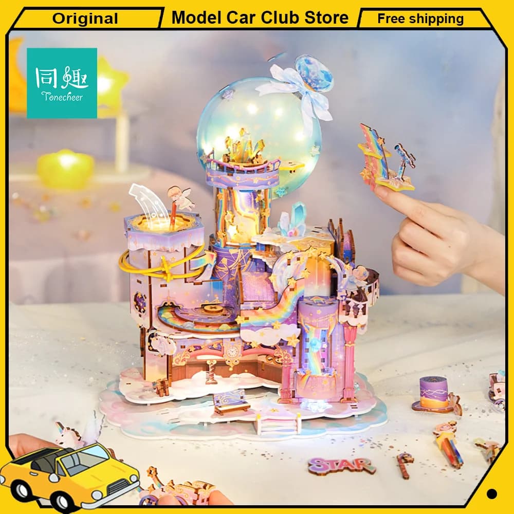 Tonecheer Star Workshop - Puzzle in Legno, Officina di Dolciumi, Casa delle Bambole Fai da Te, Kit Modello Diorama 3D, Decorazione, Regali di Compleanno