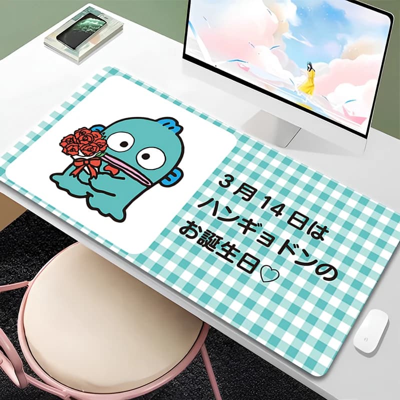 Tappetino per mouse Hot Mouse Pad Anime Lockedge XXL, accessori da gioco Hangyodon, tappetino per tastiera e mouse per computer, tappetino per mouse resistente da scrivania, ideale come regalo