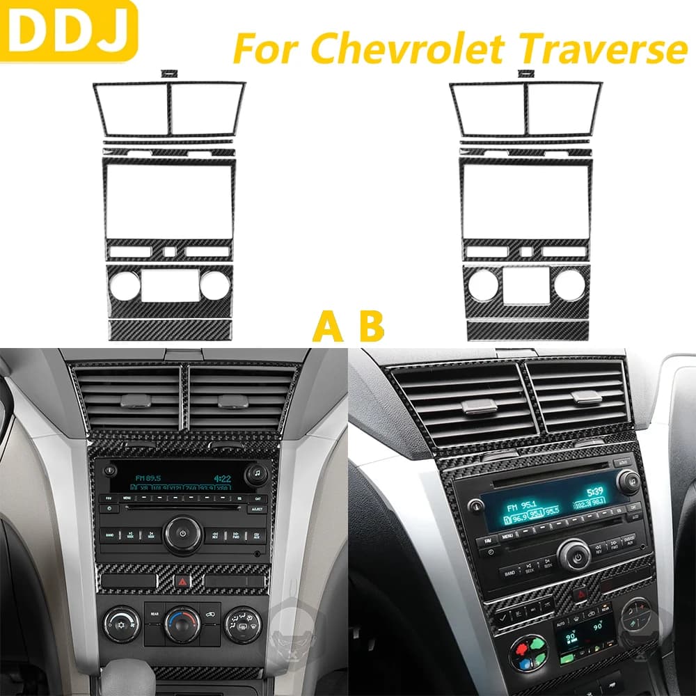 For Chevrolet Traverse 2009-2012 In Central Control Carbon Fiber Radio CD AC Air Vent Output Set Trim Covering Accessories Auto Sticker