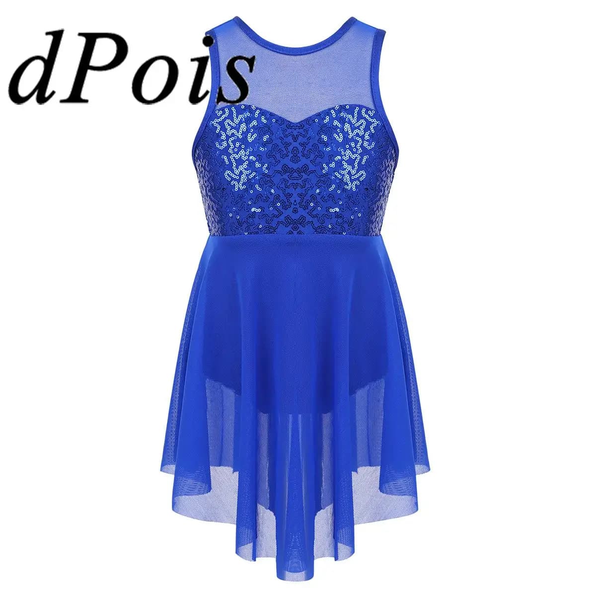 Costume da ballo lirico per bambina, abbigliamento da ballo, senza maniche, con paillettes lucide, in tulle, per balletto, ginnastica, body, pattinaggio su ghiaccio
