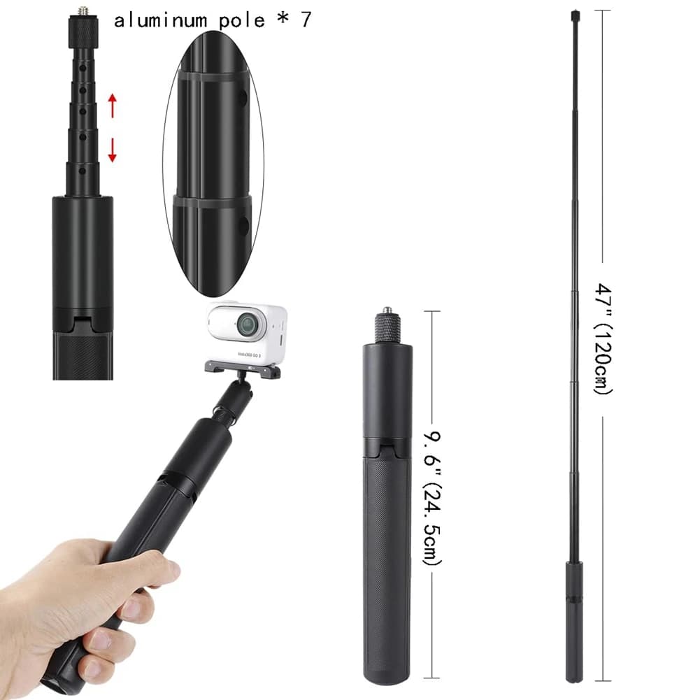 AED7-48In Treppiede allungabile per selfie stick per ONE X2 X3 RS per Gopro Hero 12 11 10 9 8 7 6 5 Max per DJI Action 4 3 2