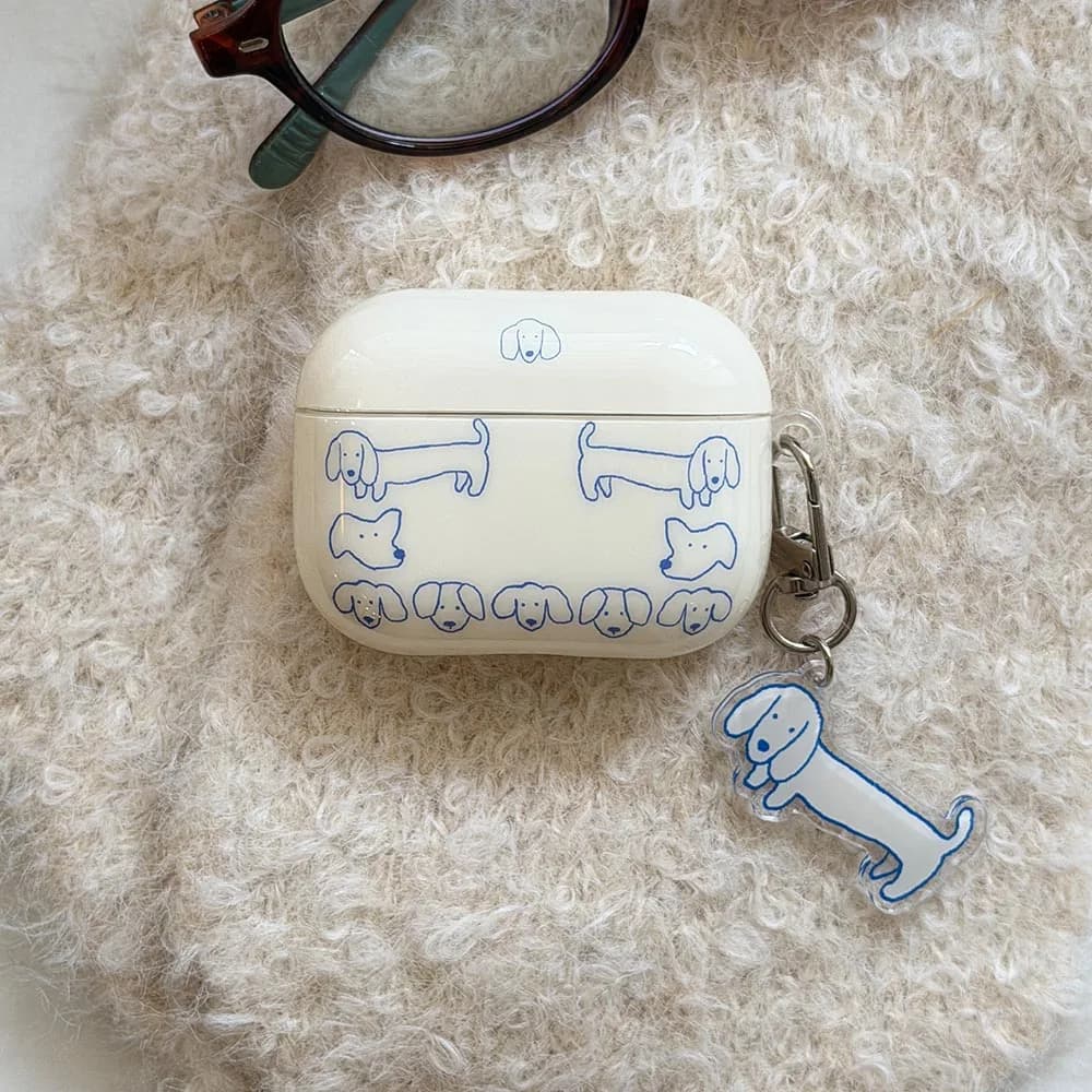 Custodia Protettiva Morbida per Auricolari AirPods 4 con Ciondolo, Stile Semplice, Design Cucciolo Blu Cartone Animato, Compatibile con AirPods 2, 3, 4, Pro 3