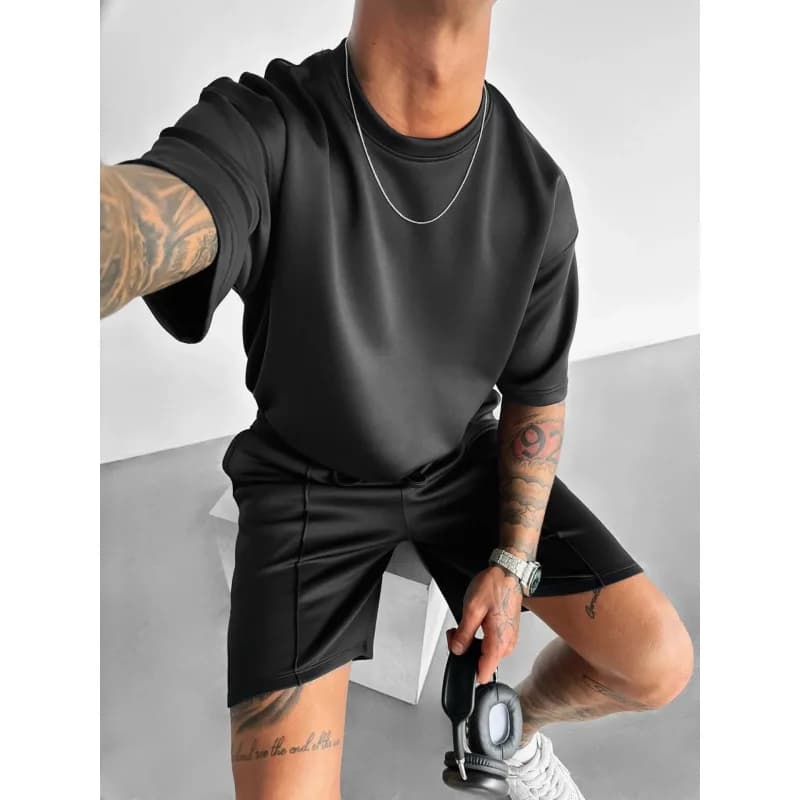 Summer Sports Men's Casual Tracksuits Round Neck Short-sleeve T-shirt And Shorts Two Piece Sets