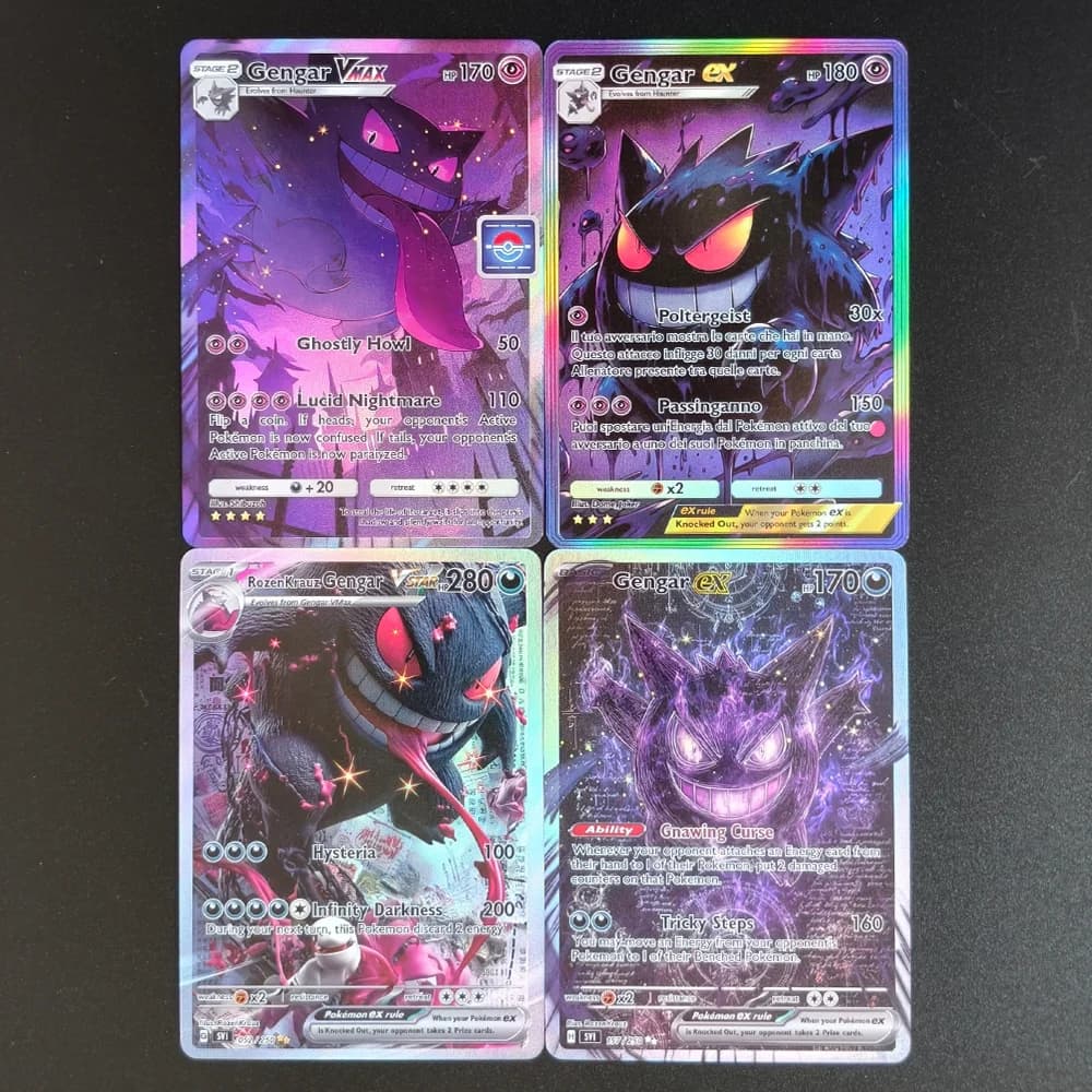 2026 DIY Texture Pokemon Cards Gengar VMAX Gengar ex RozenKrauz Gengar STAR Set Gem Mint 10 Hot Anime Collectible Game Cards