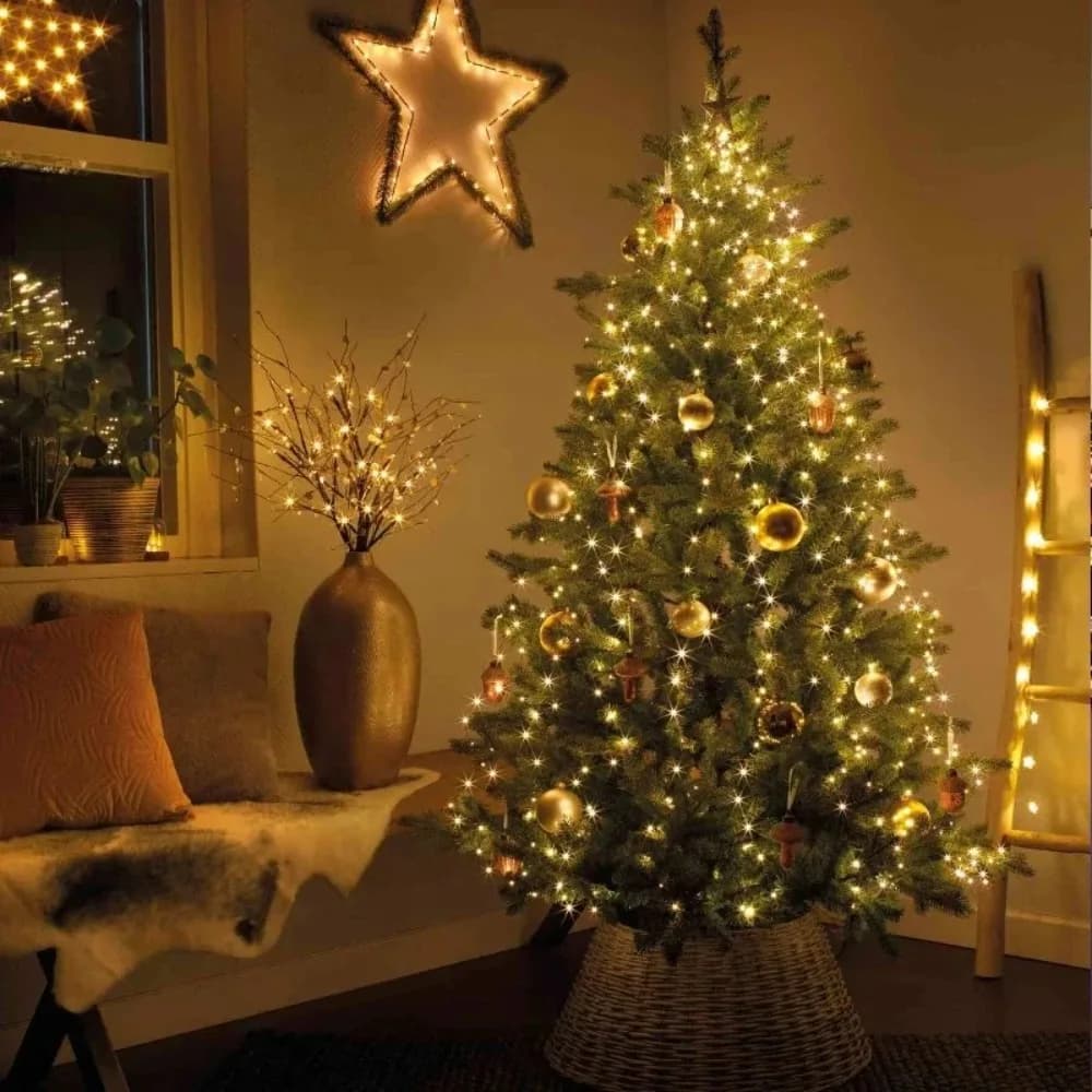 Christmas Tree Topper LED Lights Ring String Lights Waterfall Fairy Lights for Xmas Holiday Party Decoration