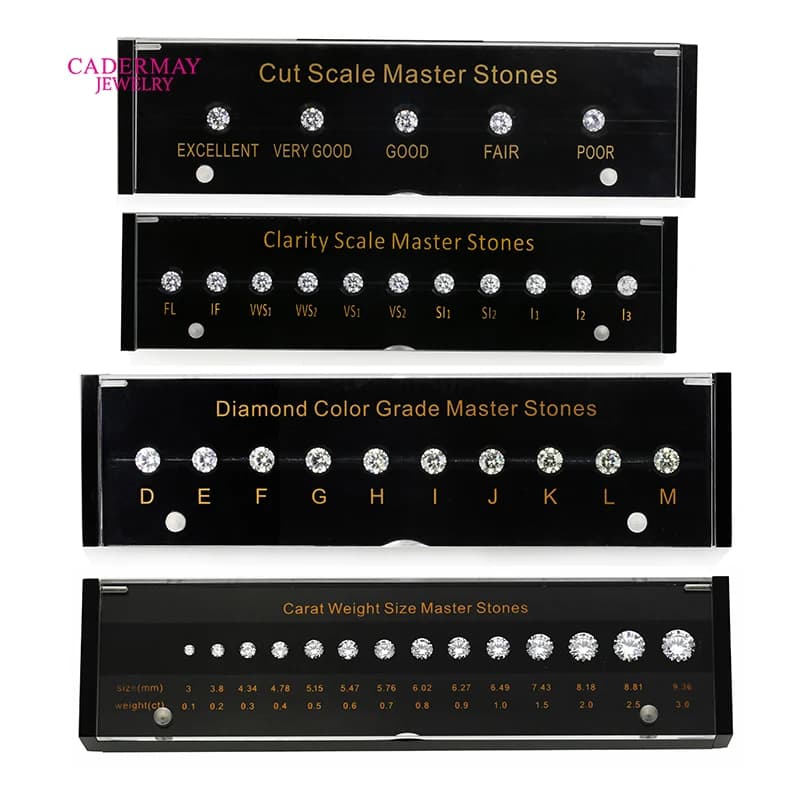 4cs Diamond Standard 6A Cubic Zircone Diamond Light Set from D to M 10 Color Grade Set Size Cards Weight Diamond Master Stones