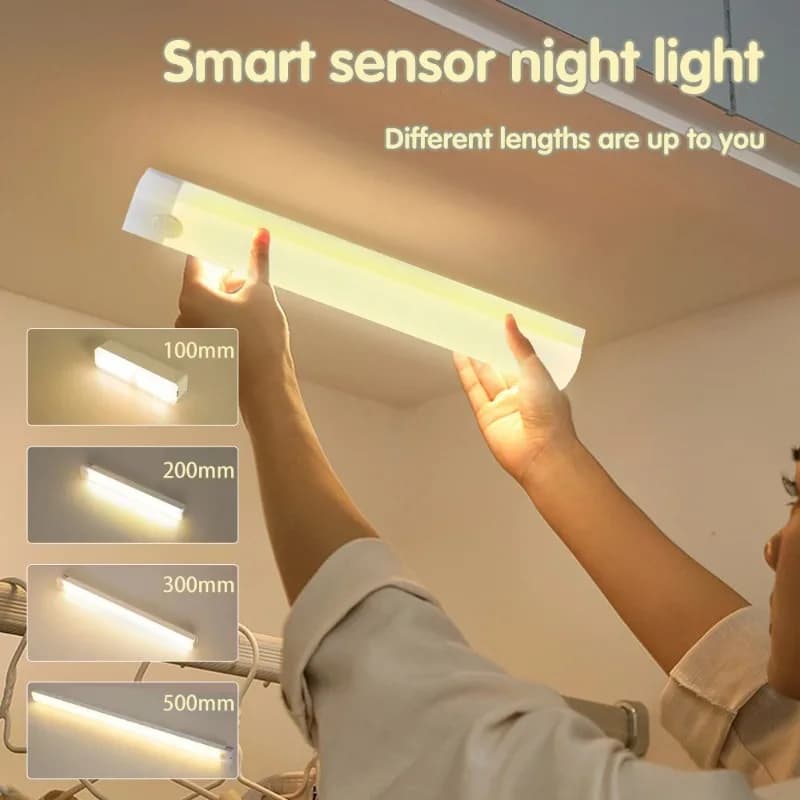 Luce notturna a LED con sensore di movimento, illuminazione per armadio ricaricabile tramite USB wireless per cucina, casa, arredamento della stanza, deposito interno,