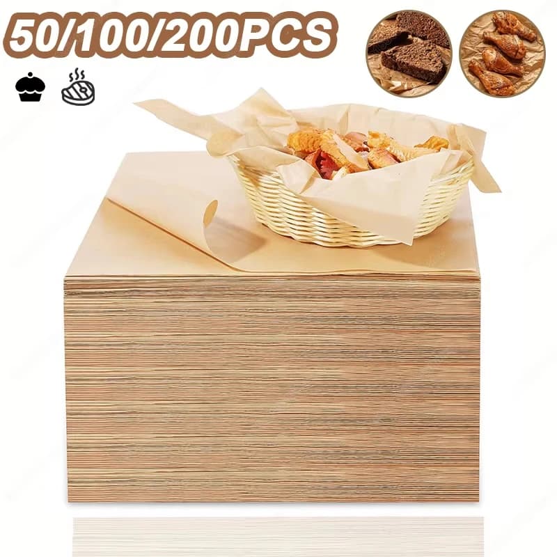 50/100/200PCS Baking paper parchment Baking machine oven grilling paper mat Cooking Rectangle bread cakes Bakery grills