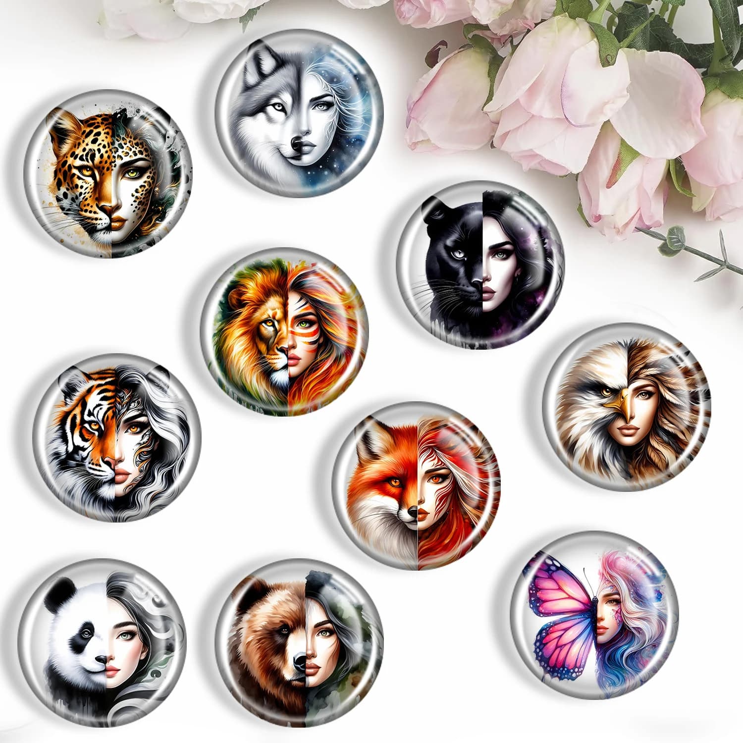 Yin Yang faccia ragazza 12/18/20/25mm vetro cabochon braccialetto anelli pendenti per gioielli demo orecchini indietro Fare risultati