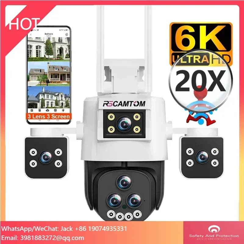 External Security Camera Rscamtom Ipc360, Zoom 20X, Triple Screen, Motion Detection, Alarm, WiFi 360 °