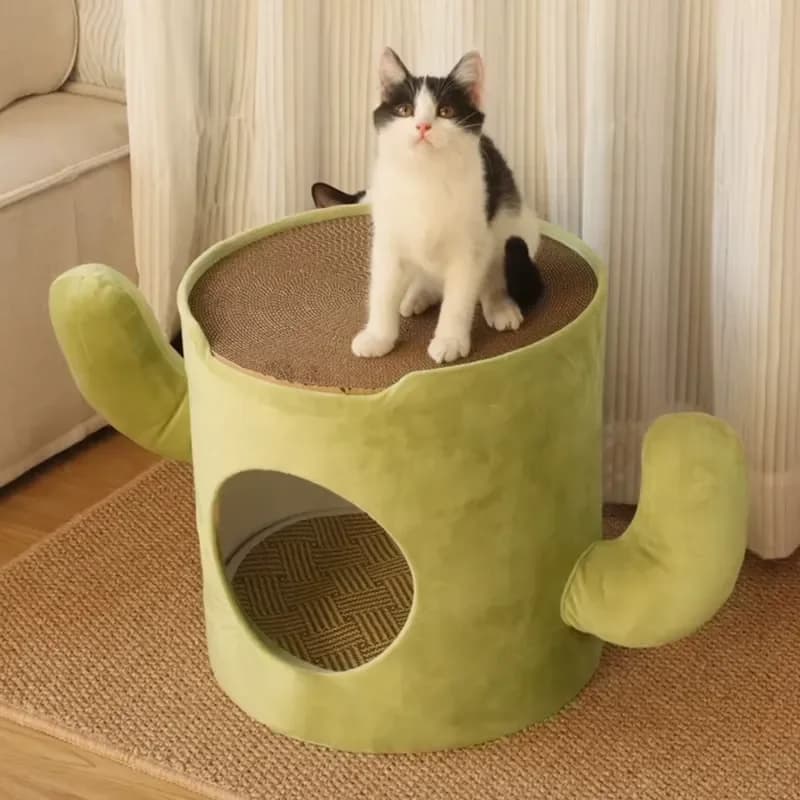 for Cactus Cat Climbing Frame Detachable Dual-use Closed Wear-resistant Scratch-resistant Double-layer Nest Scratching Board
