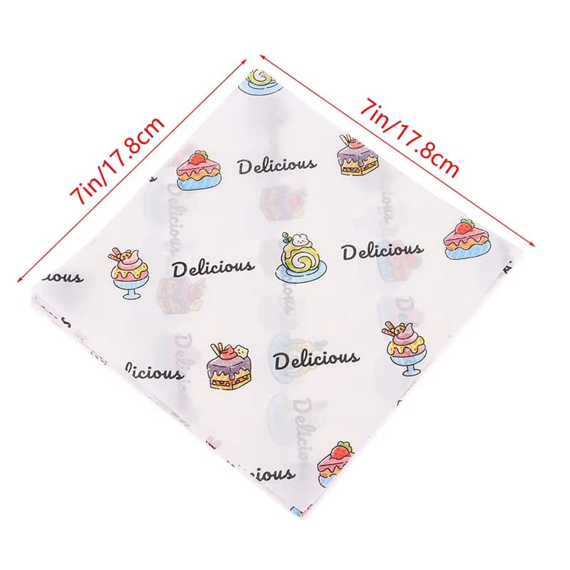 50 Pezzi di Carta Cerata per Alimenti, Involucri per Dolci e Pasticceria, Carta Antiaderente per Pane, Hamburger e Feste