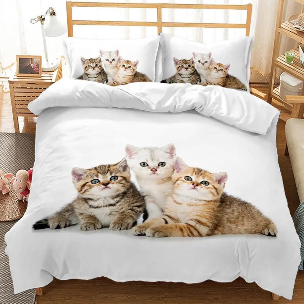 3D Natale Gatto Cane Biancheria da letto Set copripiumino Cartoon Pet Cute Pet 3 pezzi 2 pezzi Set copripiumino Set biancheria da letto per bambini per adulti Dropship