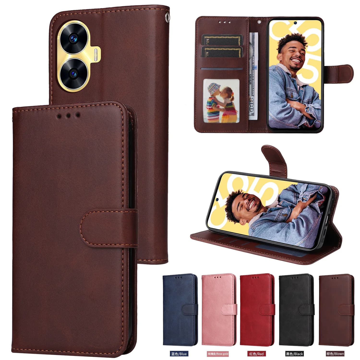Book Case For Samsung Galaxy Jump Wide 7 Quantum 6 5 Buddy 4 3 2 Retro Leather 2 Cards Anti Scratch Wrist Rope Wallet Flip Cover
