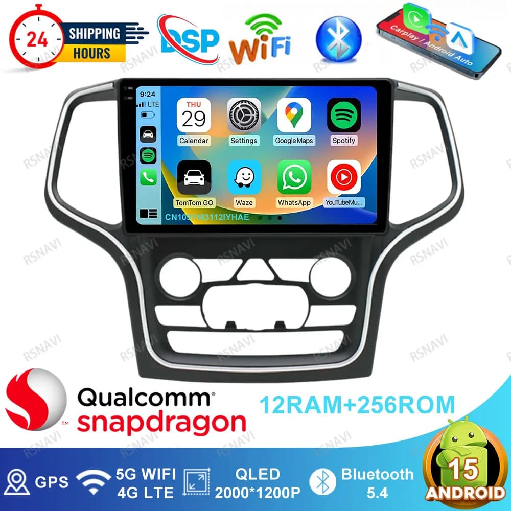 Android 15 Autoradio Per Jeep Grand Cherokee WK2 2014 - 2022 Dash Cam Golf 7 Gti E90 Tesla Modello 3 Accessori Mercedes W211