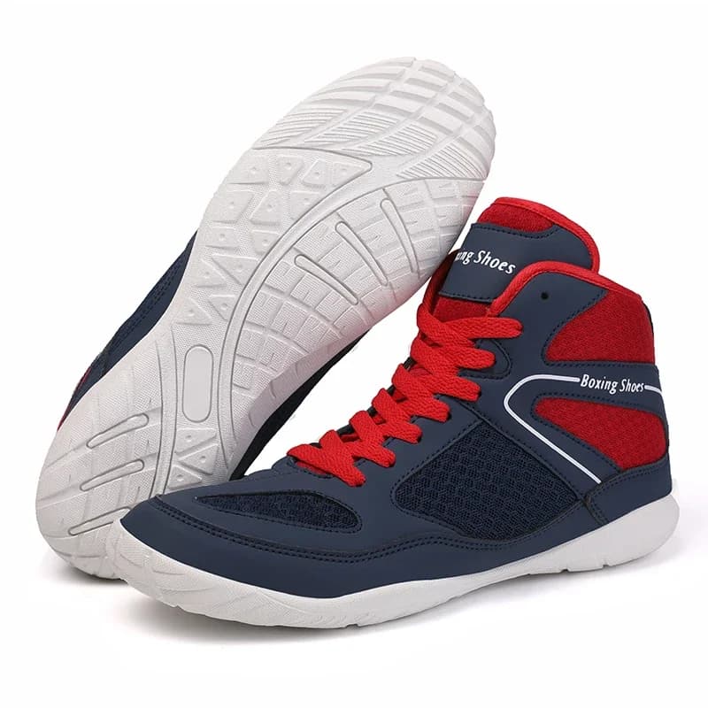 Professional Wrestling Shoes for Men Lightweight Red and Blue Sport Sneakers for Boxing and Training Outdoors Large Size