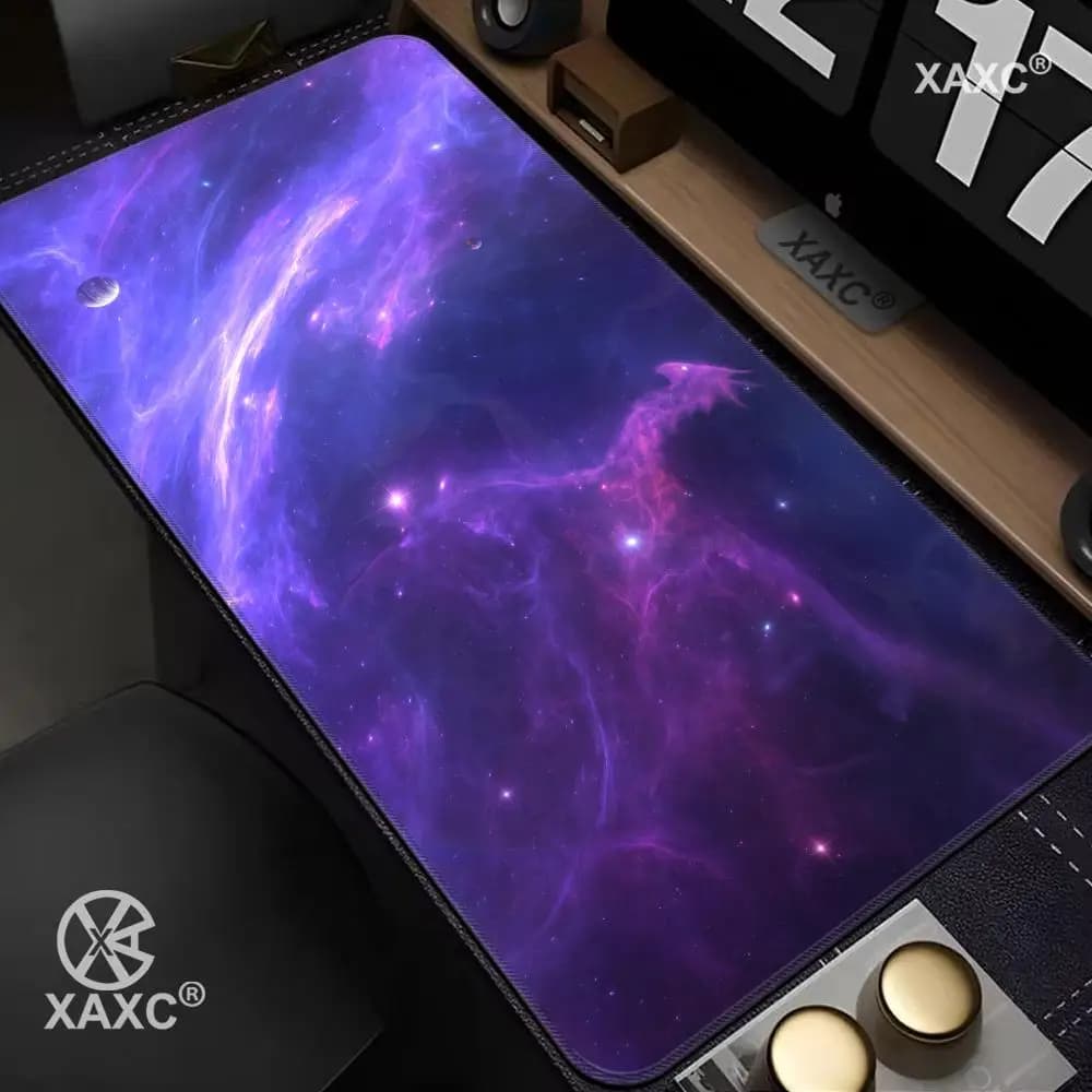 Tappetino per mouse Purple Star Space XAXC, tappetino per tastiera e mouse di grandi dimensioni, tappetino per mouse da gioco in gomma antiscivolo, tappetino per mouse per laptop