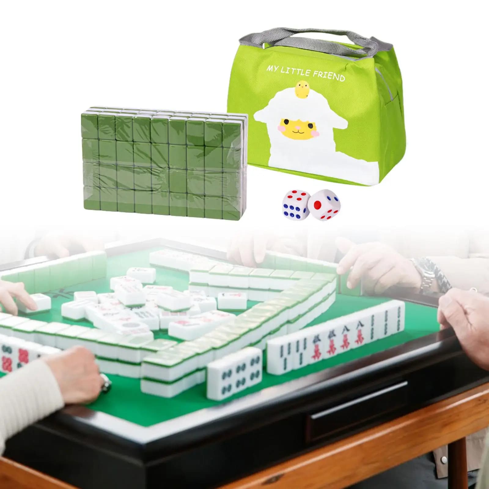 Travel Mini Mahjong Set Mini Mahjong with Carrying Bag 144 Tiles 24mm Mahjong Set Classic Tiles Games for Parties