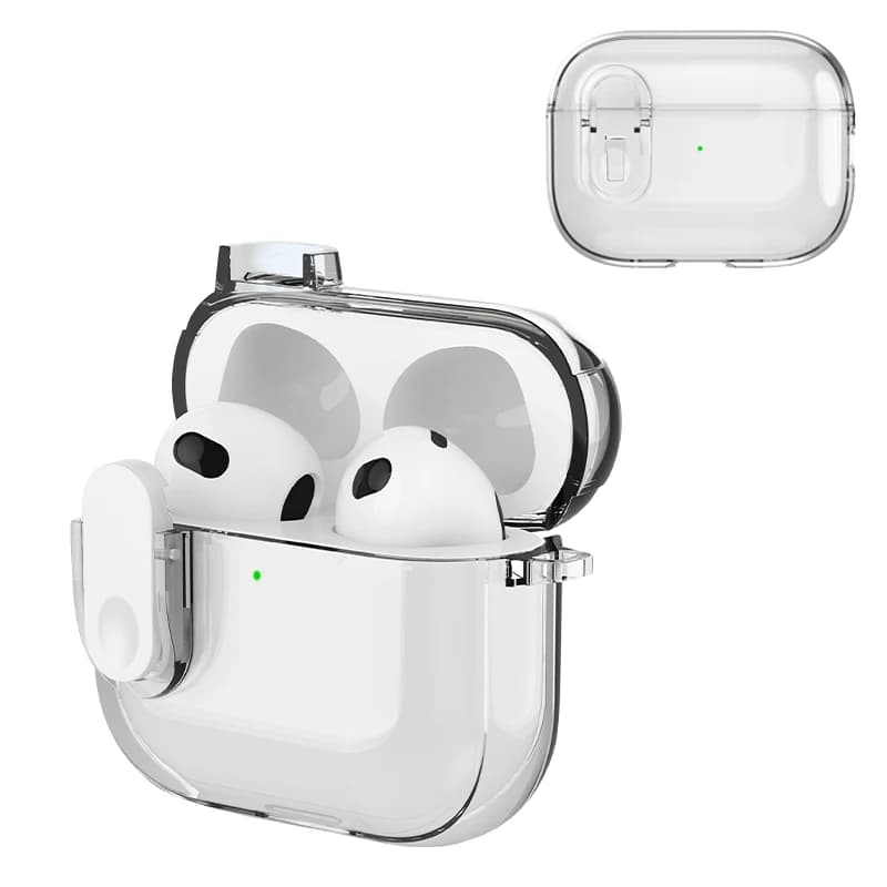 Bluetooth headset with transparent crystal for Airpods 4 Pro 2 3 2 and 1 case Transparent TPU switch case with hook