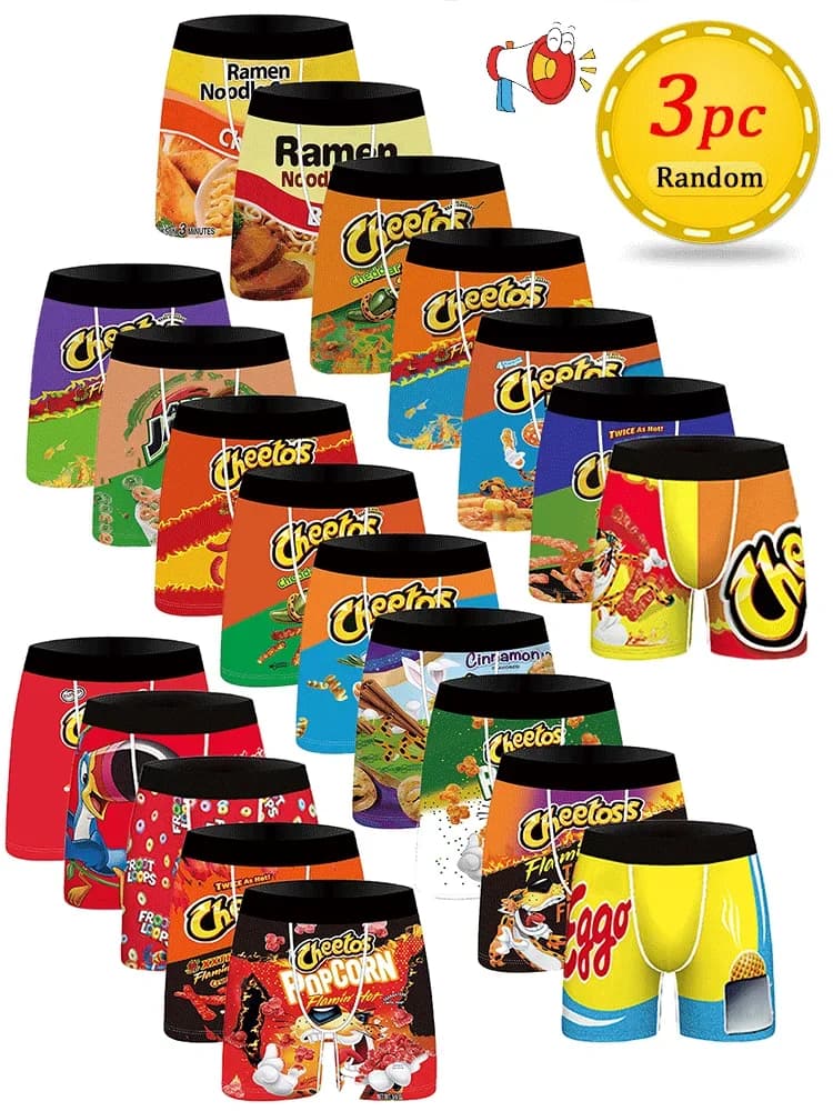 3 pezzi di snack casuali modello di cartone animato progettato slip da uomo comodi biancheria intima da uomo rinfrescante e asciutto e trasparente ghiacciato